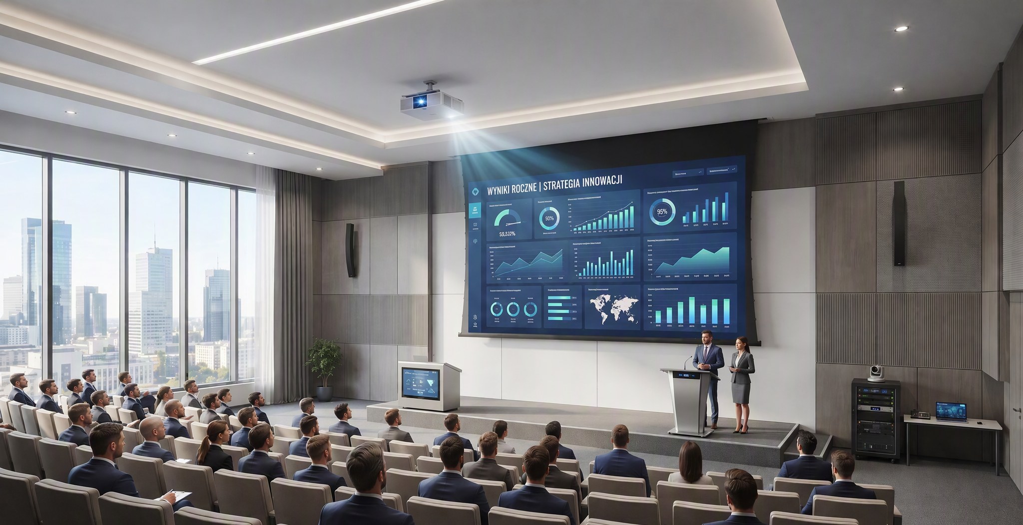 Projektory i ekrany do sal konferencyjnych i auli